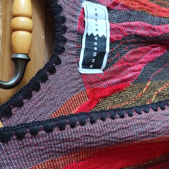 Rhonda Stark Wrap Shawl Poncho Red Orange Rust Tones One Size Fits All - Picture 3 of 5